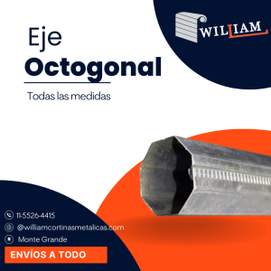 Ejes octogonales para cortinas metálicas — Todas las medidas y espesores de chapa